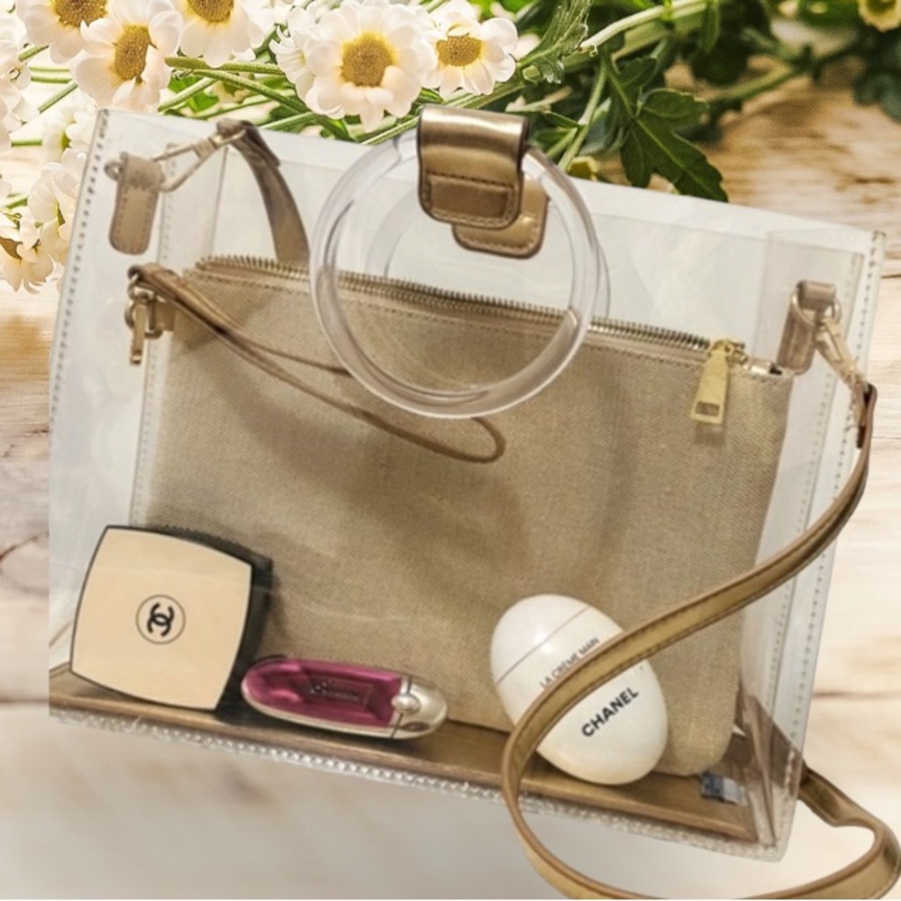 Madison West CLEAR PVC BAG CROSSBODY BAG, pouch included. NWT